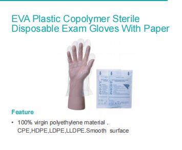 acheter Gants d'examen à usage unique en copolymère EVA stérile sans latex, enveloppés dans du papier, de qualité médicale fabrication en ligne