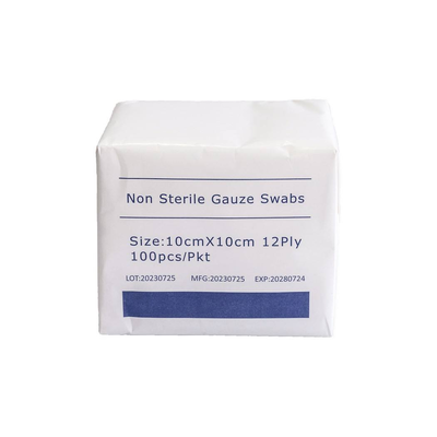 Acheter Compresse de gaze chirurgicale non stérile 10*10cm 12 plis Gaze 40S 100 pièces/paquet Pour usage hospitalier fabrication en ligne