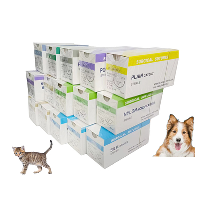 Bon prix Hôpital Vétérinaire Animal PDO Catgut Chromique Soie Nylon PGA 910 75cm Sutures Chirurgicales Avec Aiguille Stérile Chien chat Animal de compagnie en ligne
